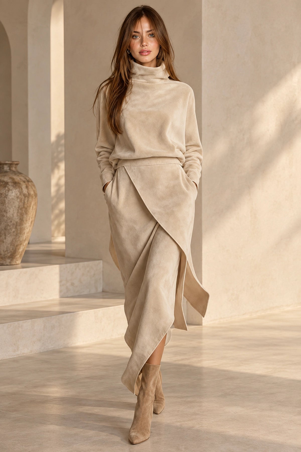 Elegant Suede Dress Women