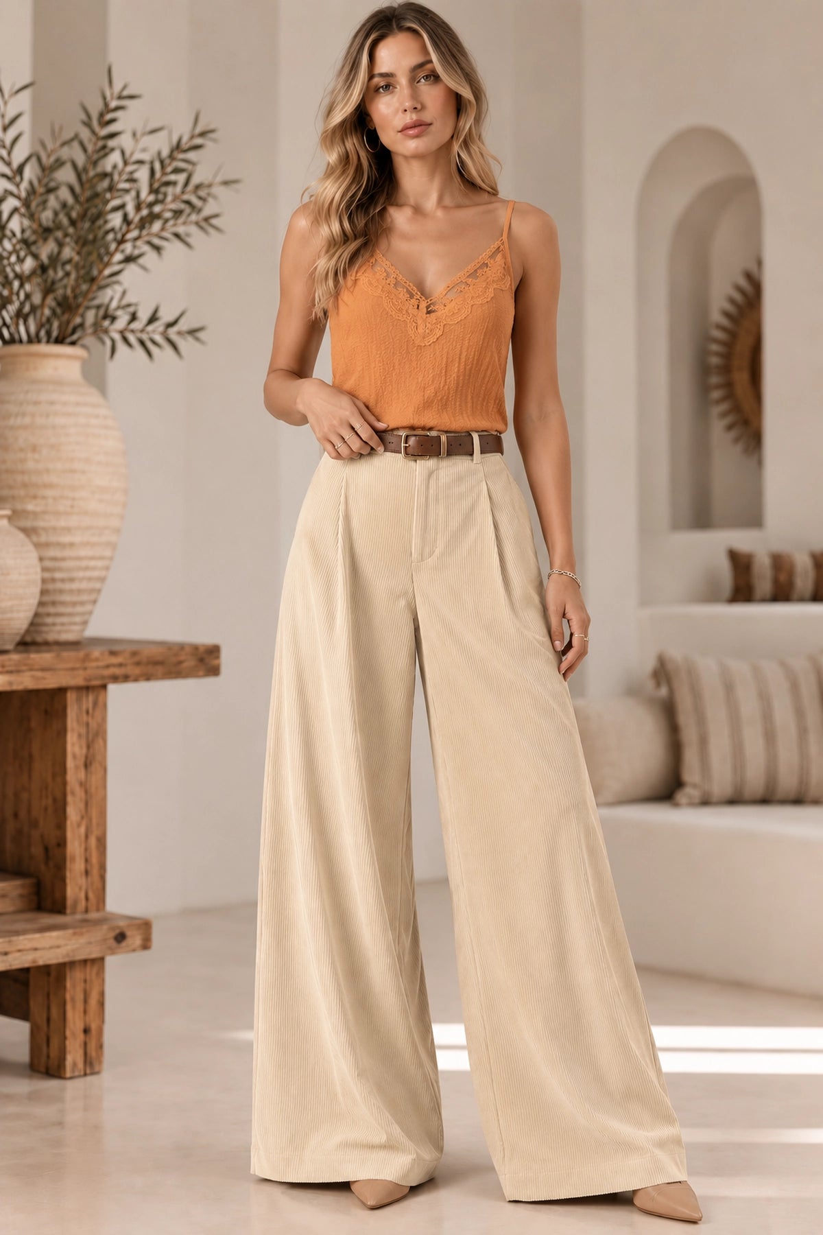Margaux Corduroy Wide-Leg Pants