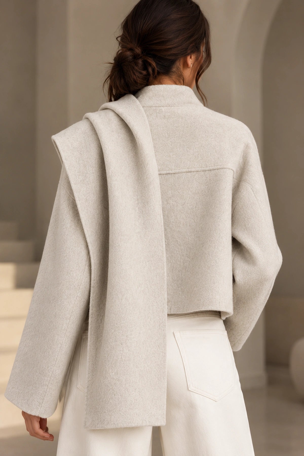 Élodie Draped Scarf Wool Jacket