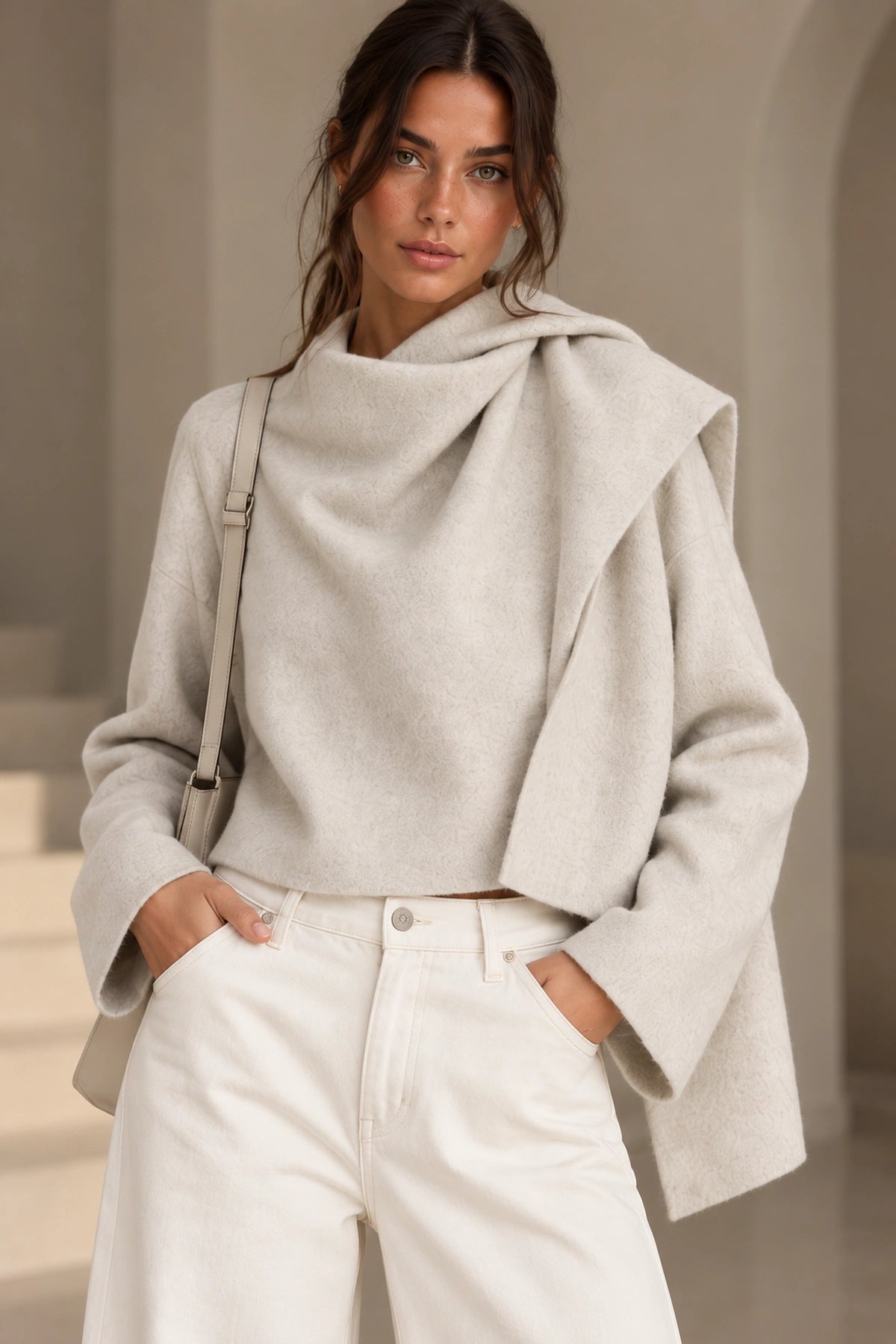 Élodie Draped Scarf Wool Jacket