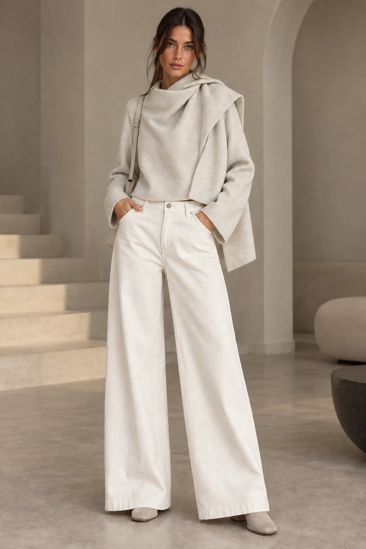 Élodie Draped Scarf Wool Jacket