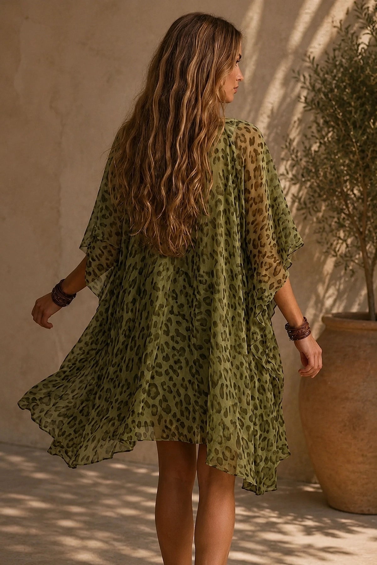 Savanna Olive Leopard Flow Dress